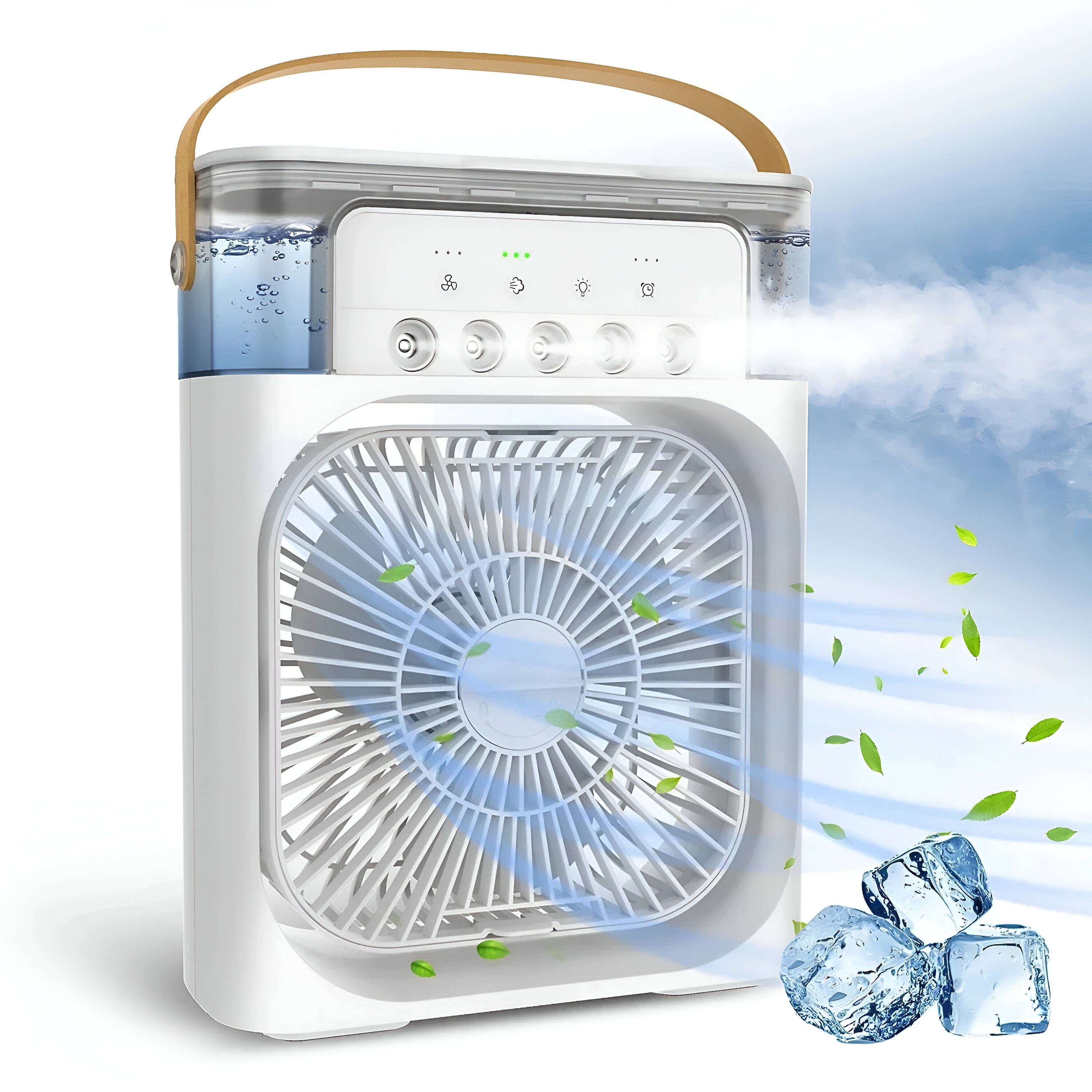 3-in-1 Luchtkoeler, Luchtbevochtiger & Luchtzuiveraar – Draagbare airconditioning voor binnengebruik met LED-verlichting