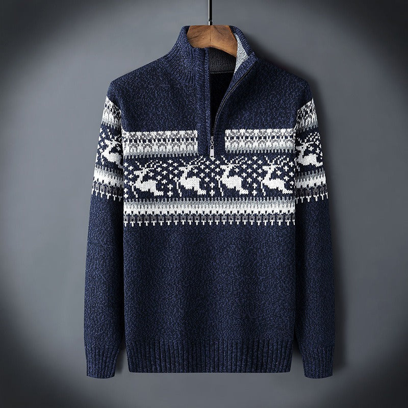 Gezellige wintertrui met rits en hoge kraag voor heren – Heren Comfortabel Warm Model Lars