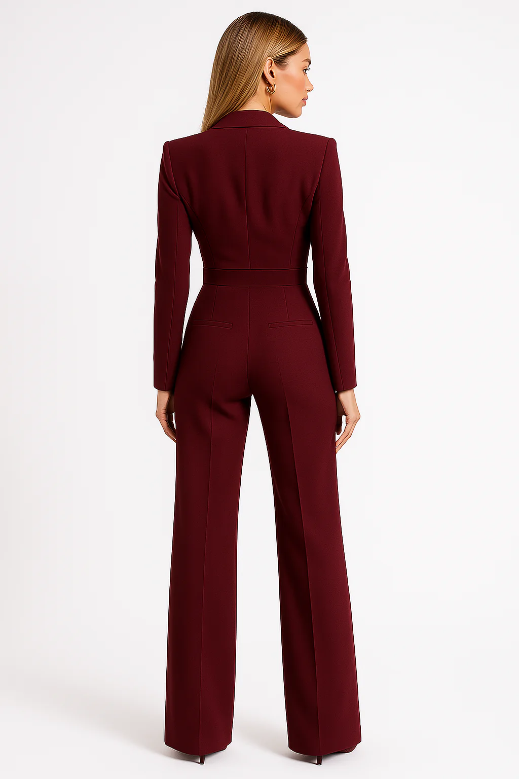 Dames Jumpsuit met V-hals en Wijde Benen – Elegante Getailleerde Pasvorm Model Elara