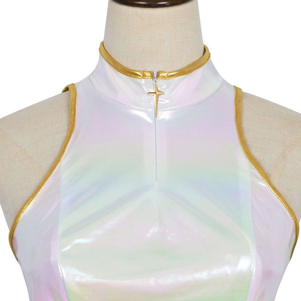 Meisjes Kpop Halloween Kostuum Witte Holografische Set