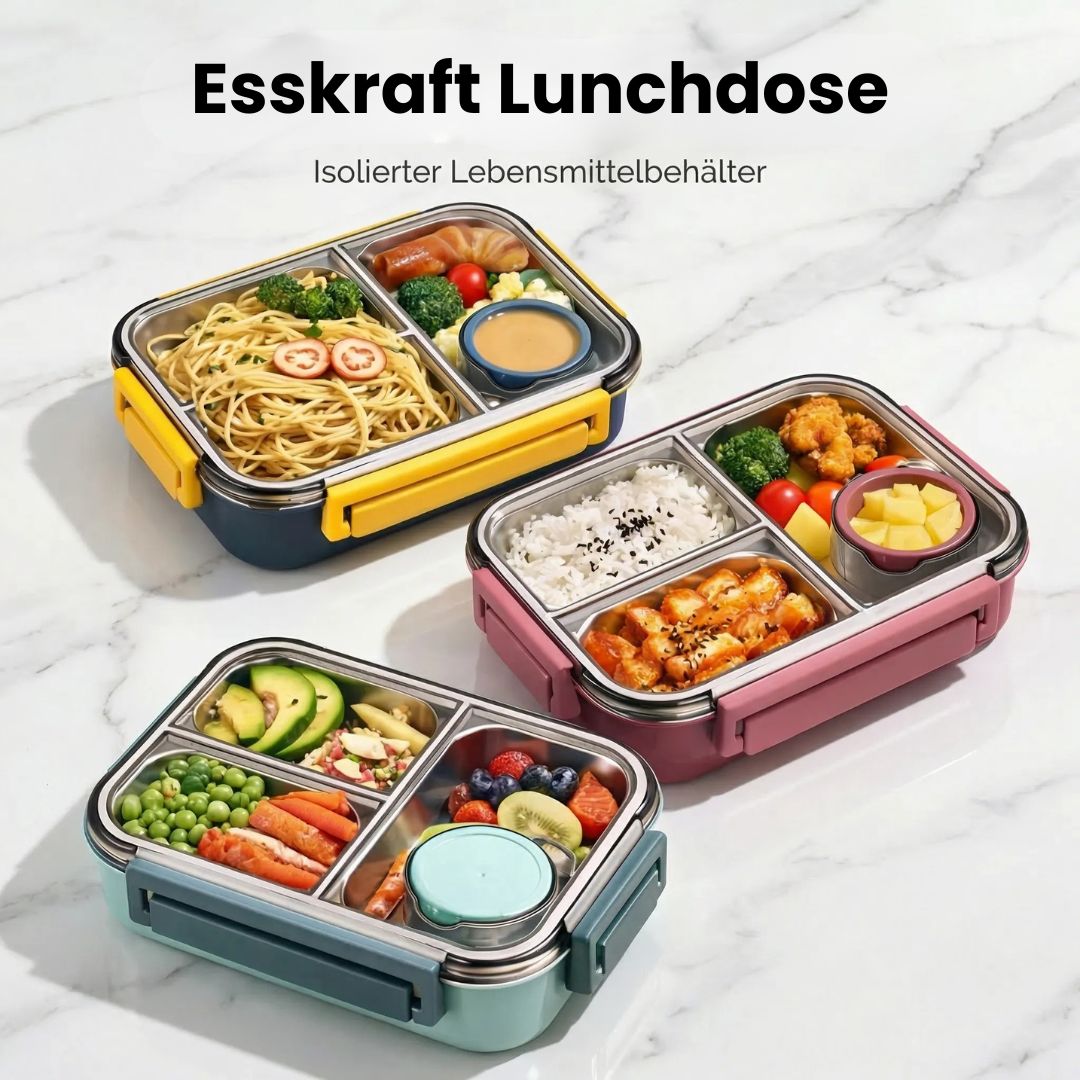 Lunchdoos | Thermobehälter voor Eten | Brooddoos met Vakken van RVS | Warmtecontainer | Esskraft