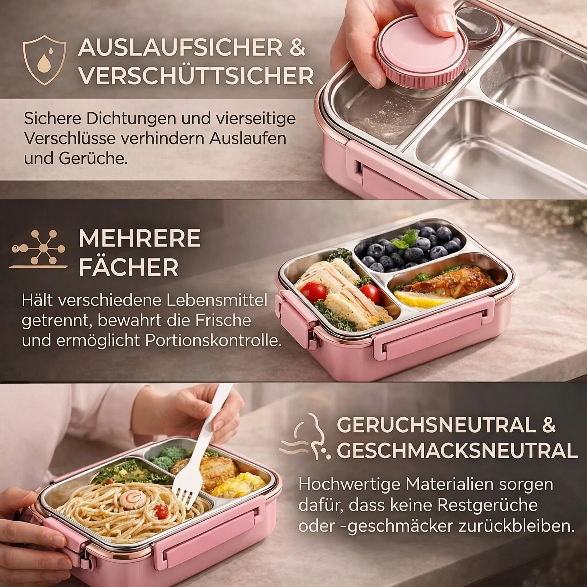 Lunchdoos | Thermobehälter voor Eten | Brooddoos met Vakken van RVS | Warmtecontainer | Esskraft