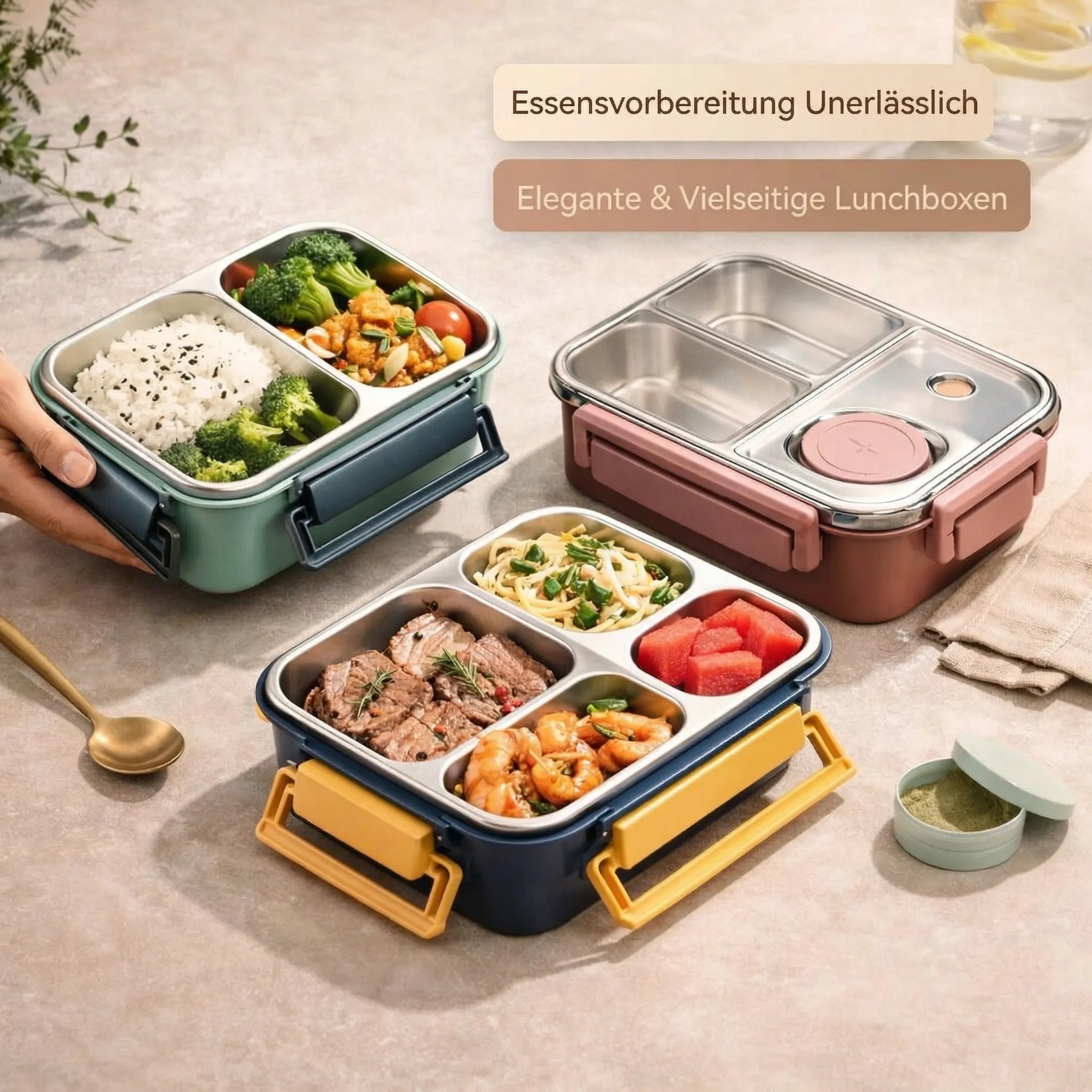 Lunchdoos | Thermobehälter voor Eten | Brooddoos met Vakken van RVS | Warmtecontainer | Esskraft