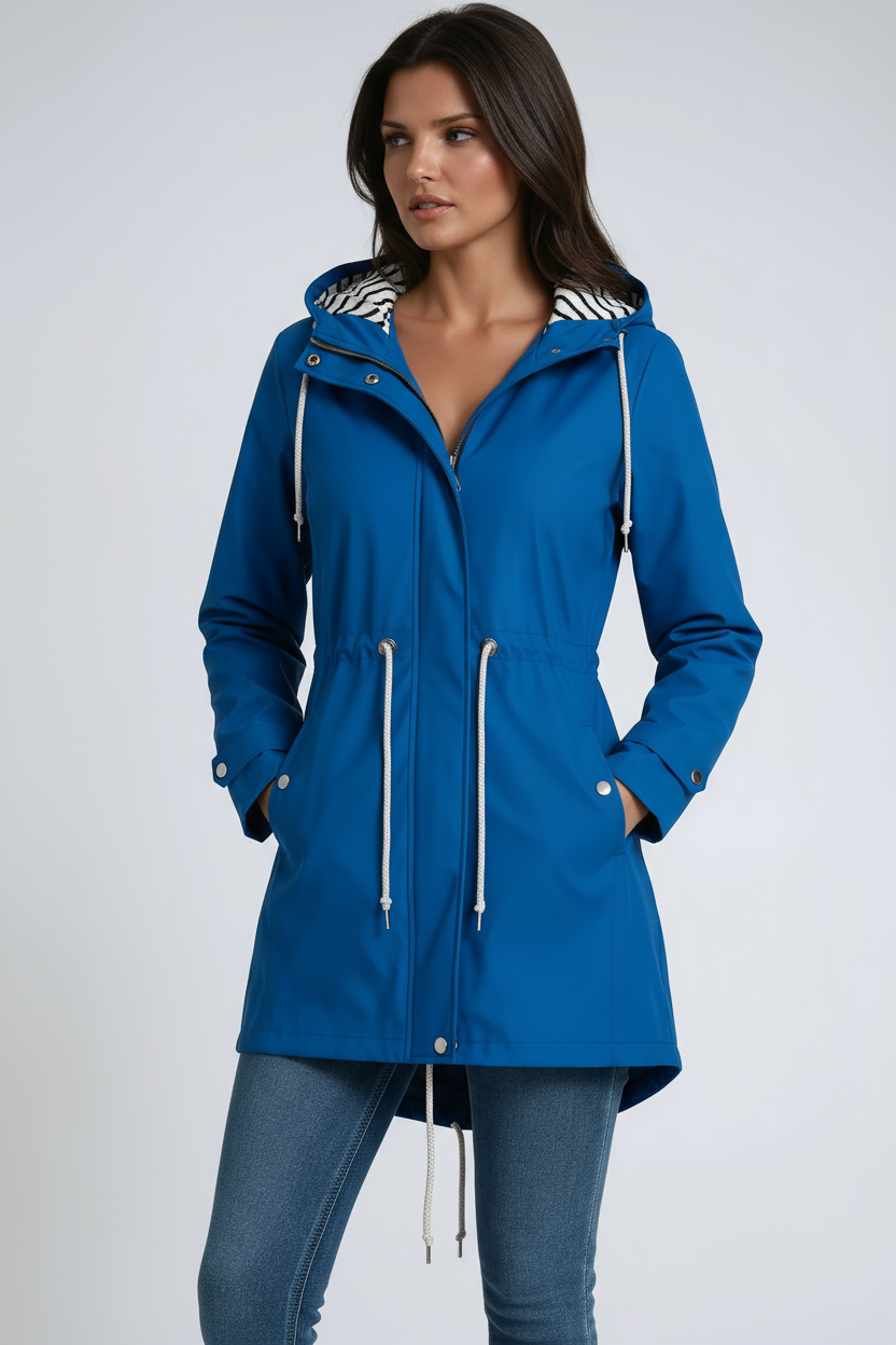 Dames Parka met Capuchon en Trekkoord – Stijlvolle Jas met Verstelbare Taille