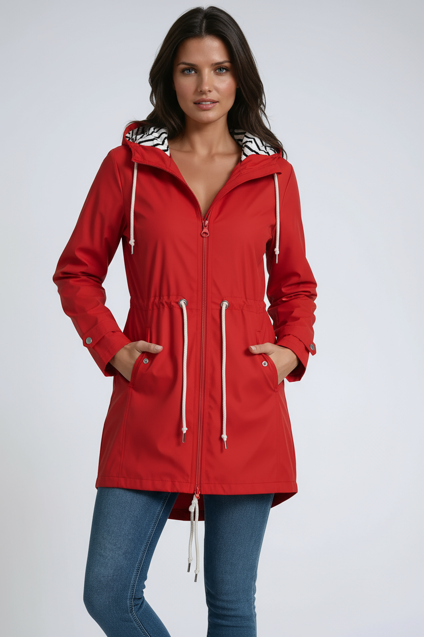 Dames Parka met Capuchon en Trekkoord – Stijlvolle Jas met Verstelbare Taille