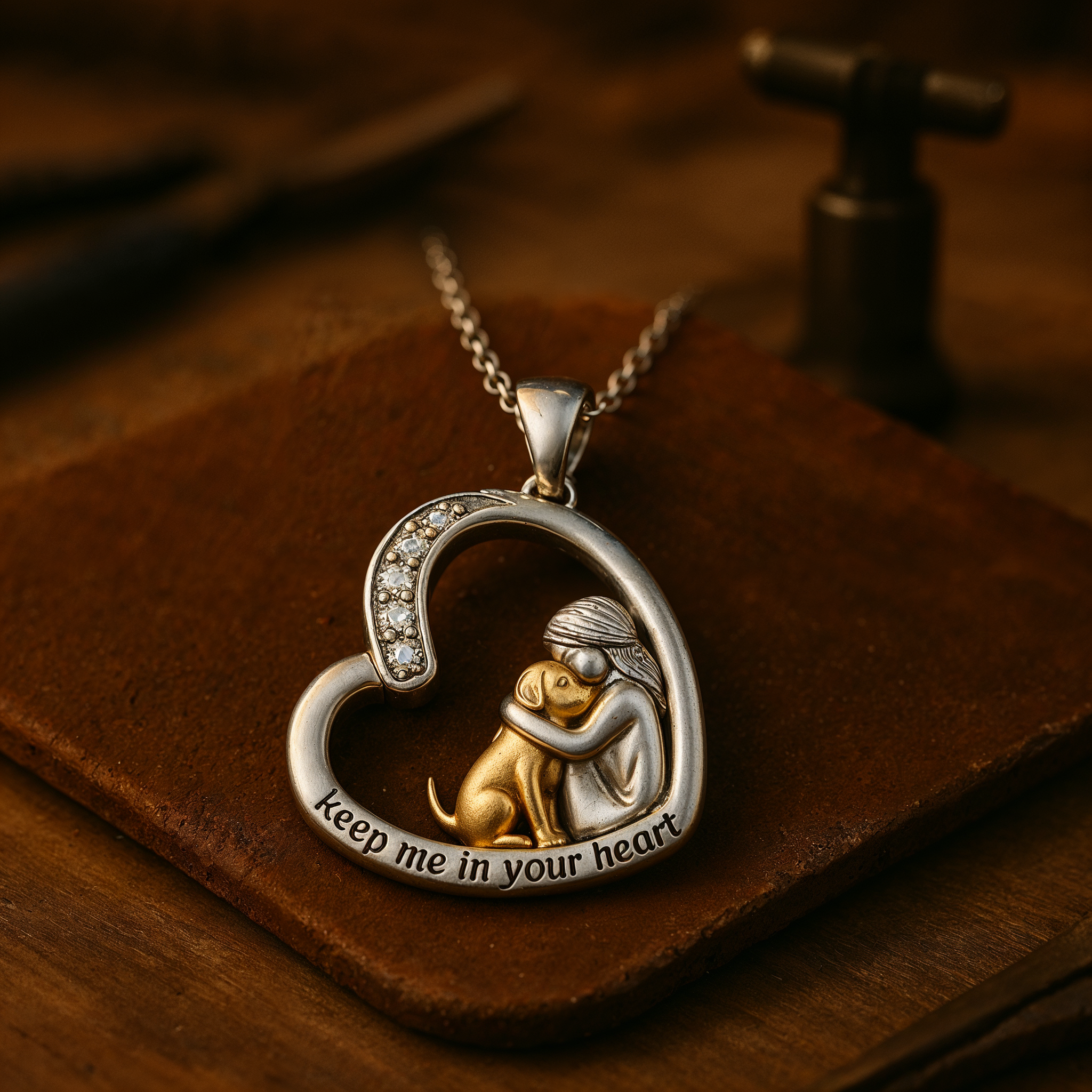 SilverHeart | Zilveren Ketting met Hart Hond en Zirkonia Steen