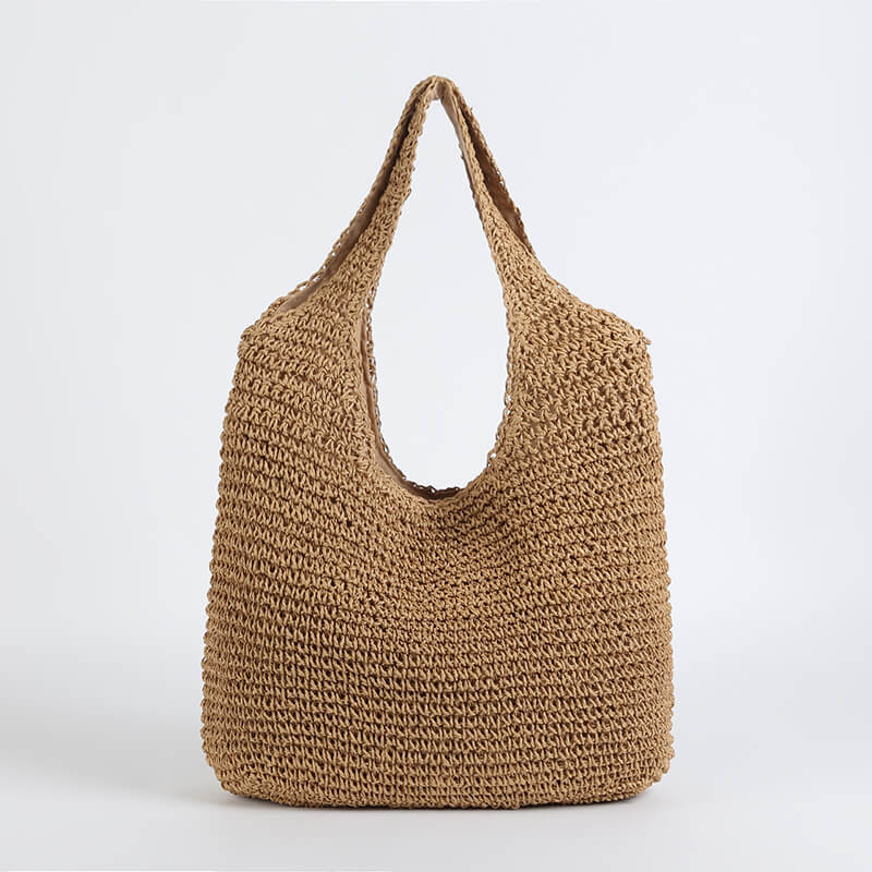 Vrouwen Stro Tote Bag Beige One Size Bohemian Strandtas