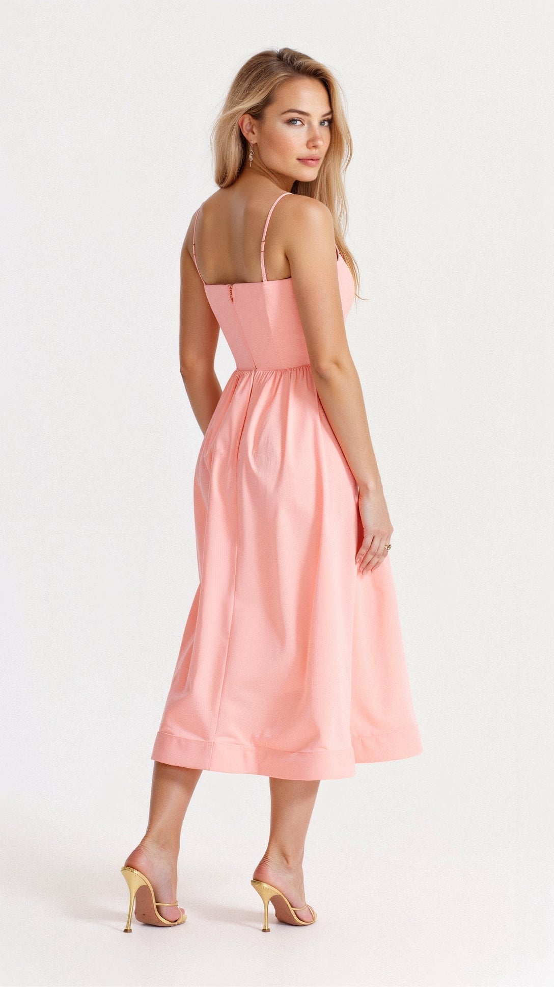 Roze | Elegante mouwloze midikleed voor vrouwen