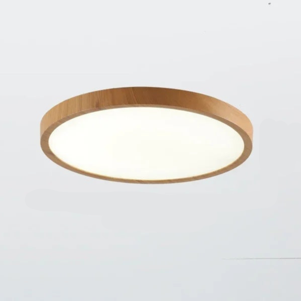 Moderne Circulaire Plafondlamp met Verstelbare LED Verlichting in Warm Walnootkleur voor Woonkamer en Slaapkamer
