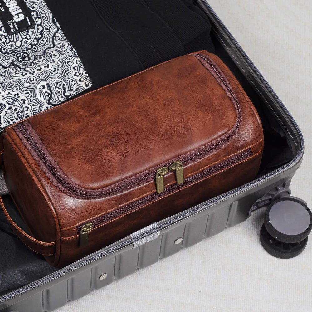 Premium Leren Toilettas voor Reizigers