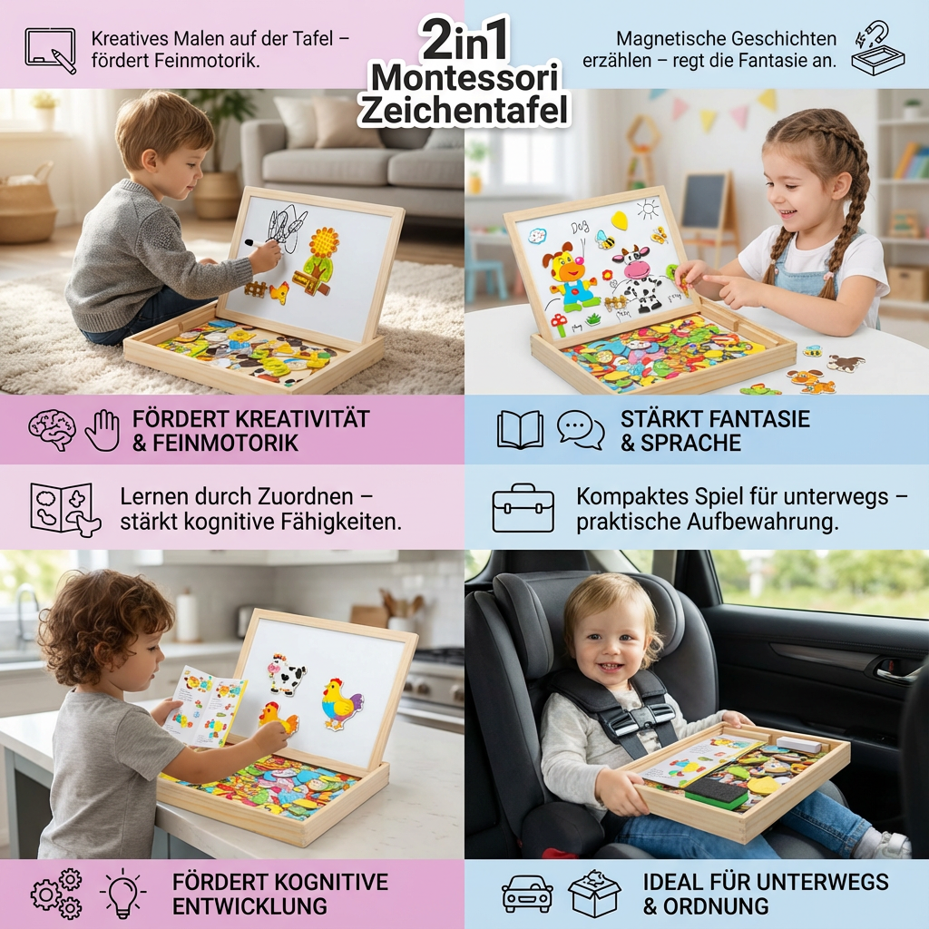Montessori 2-in-1 Tekenbord voor Kinderen