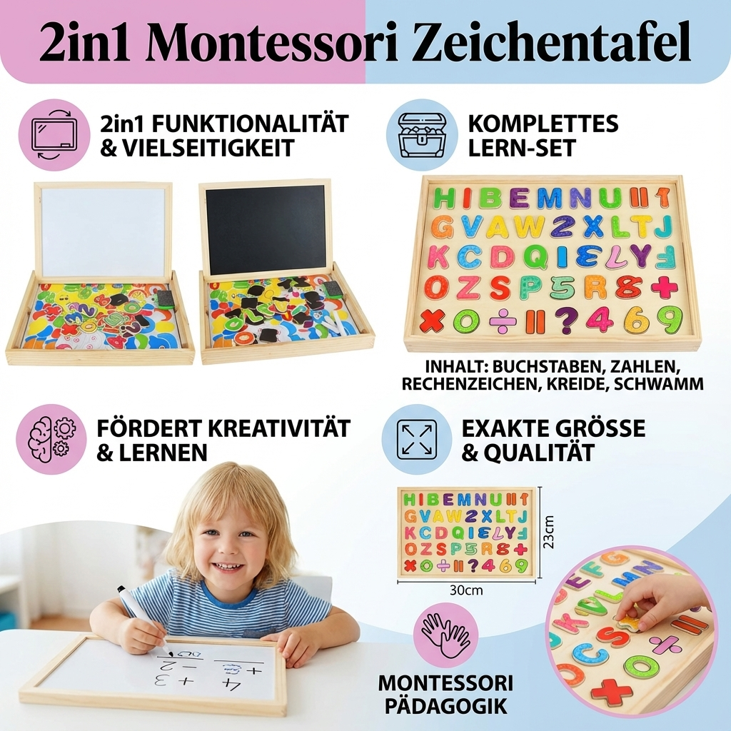 Montessori 2-in-1 Tekenbord voor Kinderen