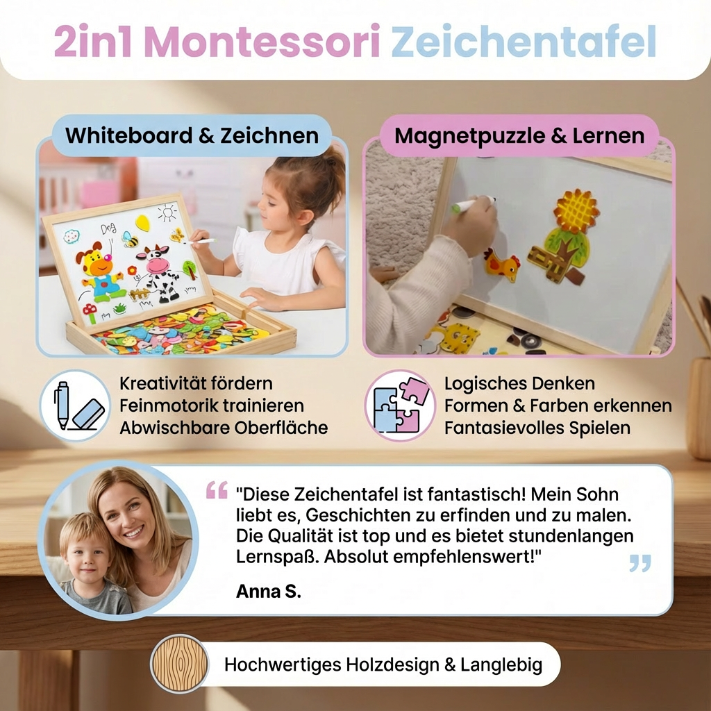 Montessori 2-in-1 Tekenbord voor Kinderen