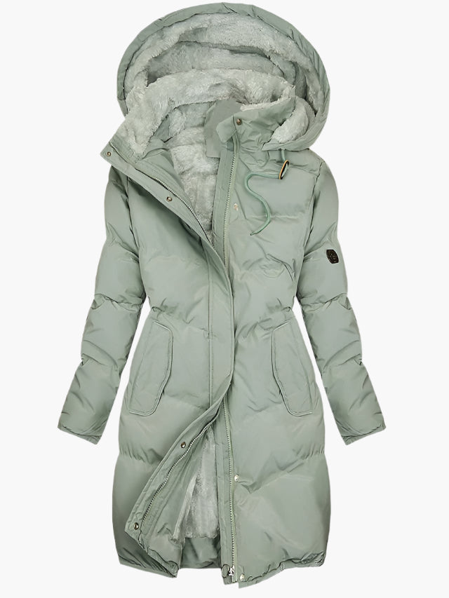 Emma | Dames Lange Winterjas met Capuchon en Kunstbont