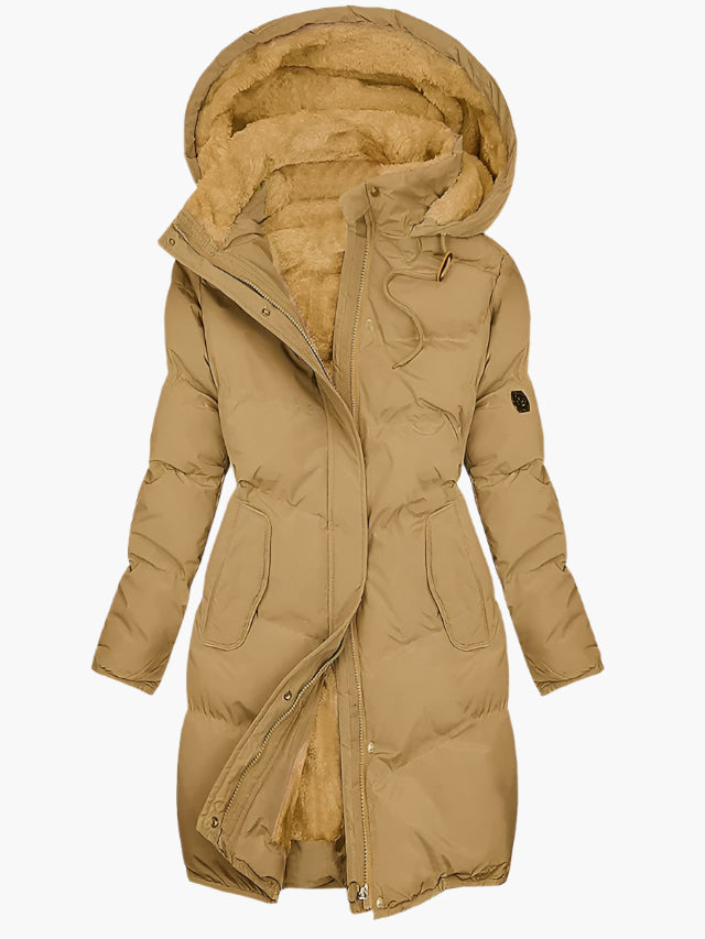 Emma | Dames Lange Winterjas met Capuchon en Kunstbont