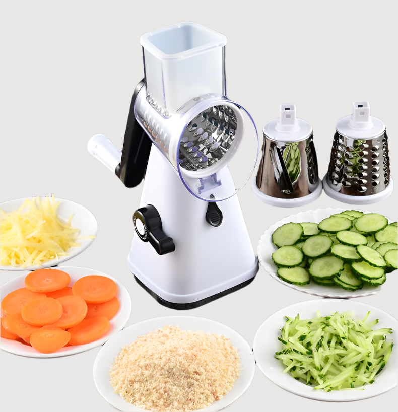 CulinaryElegance Handmatige Rotatierasp | Multifunctionele hakker voor moeiteloos raspen en snijden in de keuken