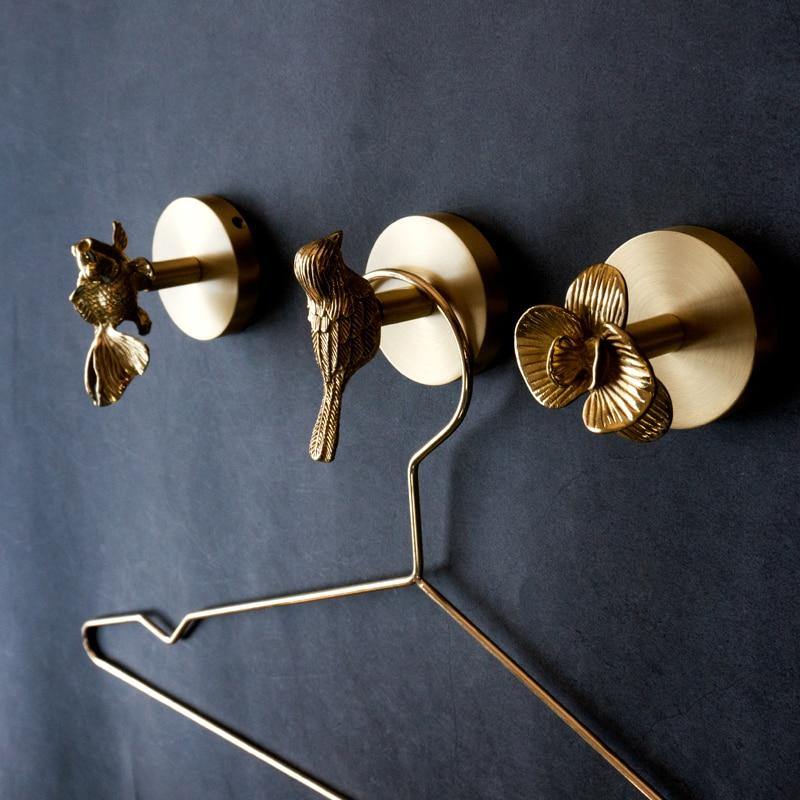 Gouden Messing Wandhaken – Handgemaakte Dierontwerpen voor Stijlvolle Wanddecoratie