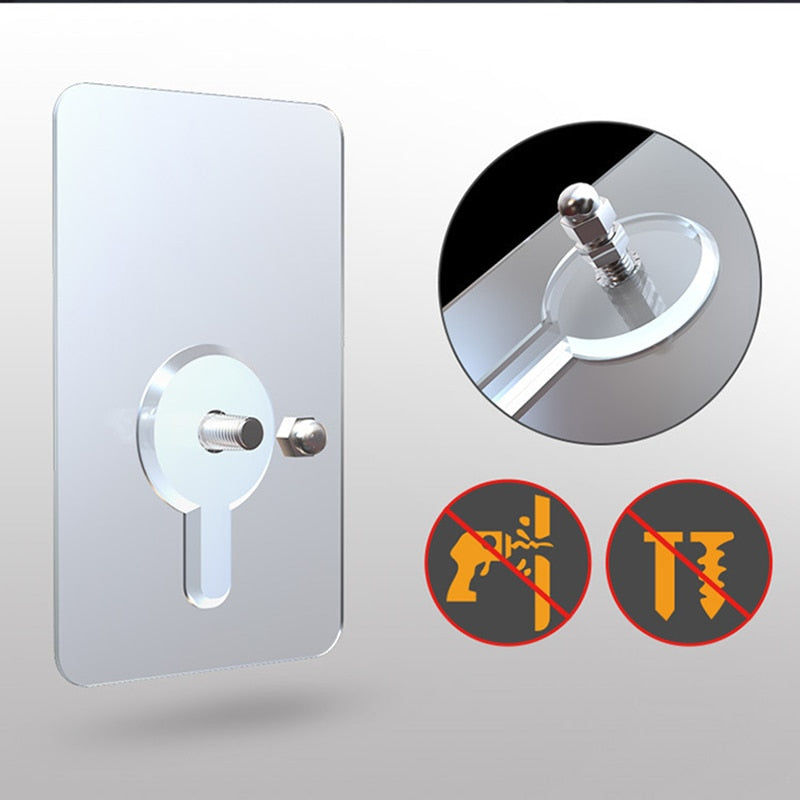 10 Stuks Zware Punch-Free Transparante Kleefhaken