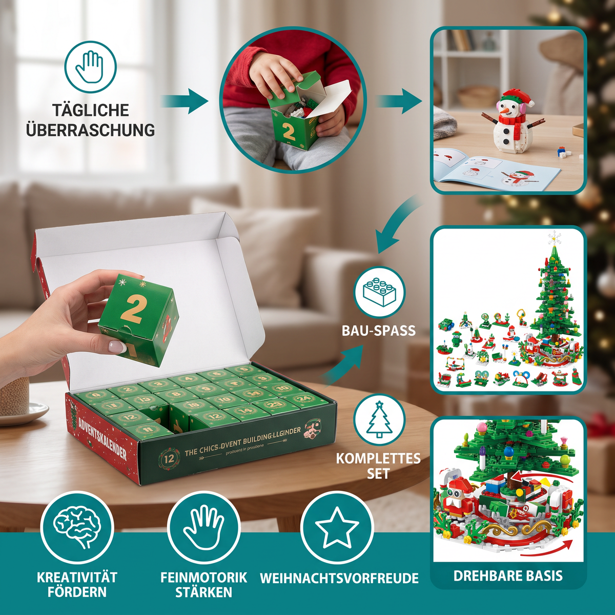 Kerstboom Bouwstenen Adventskalender – 24 Dagen Vol Bouwplezier