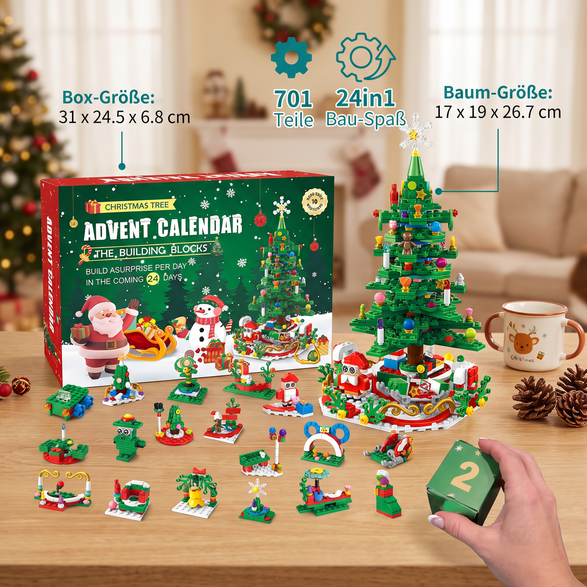 Kerstboom Bouwstenen Adventskalender – 24 Dagen Vol Bouwplezier