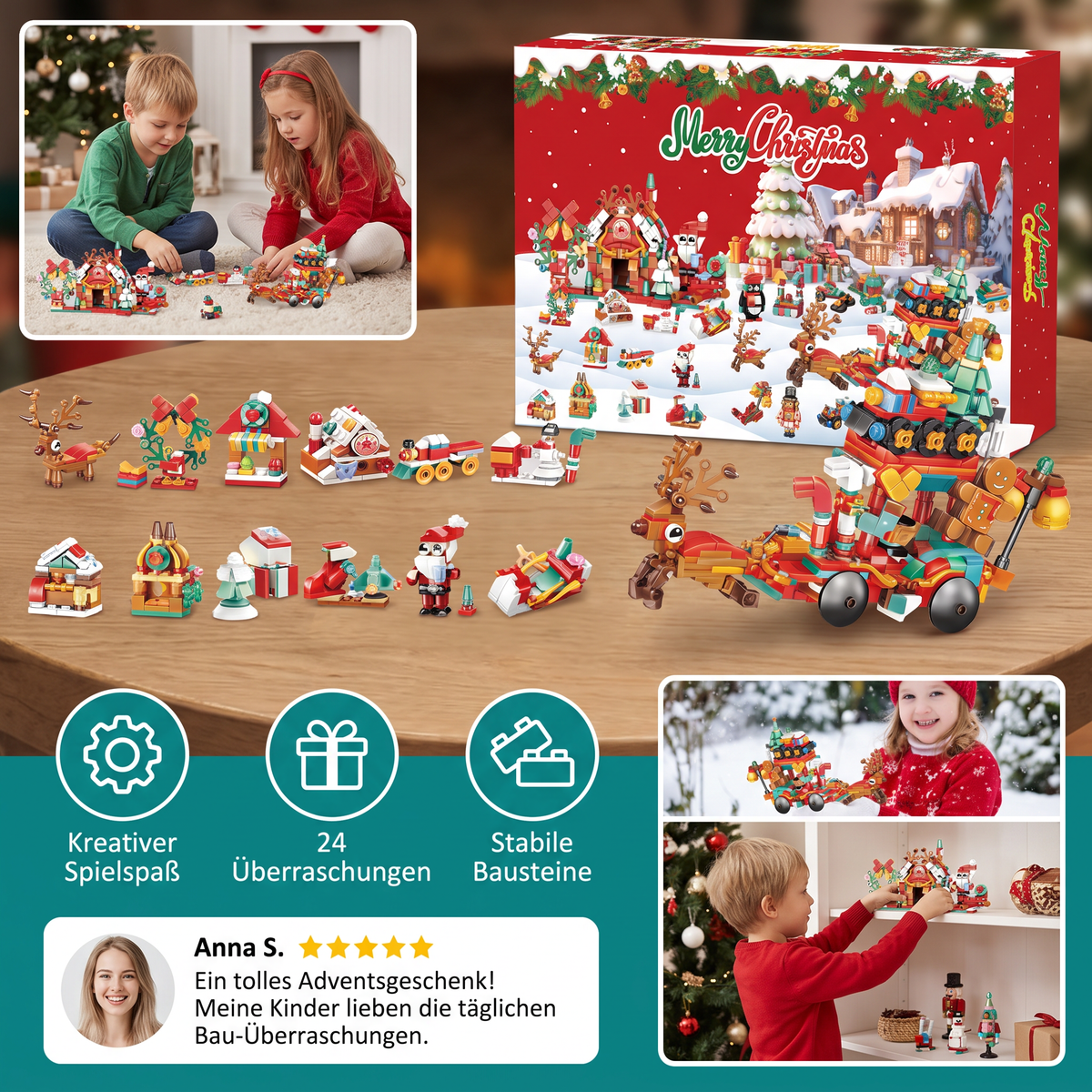 Kerstdorp Bouwstenen Adventskalender – 24 Dagen Vol Kerstplezier