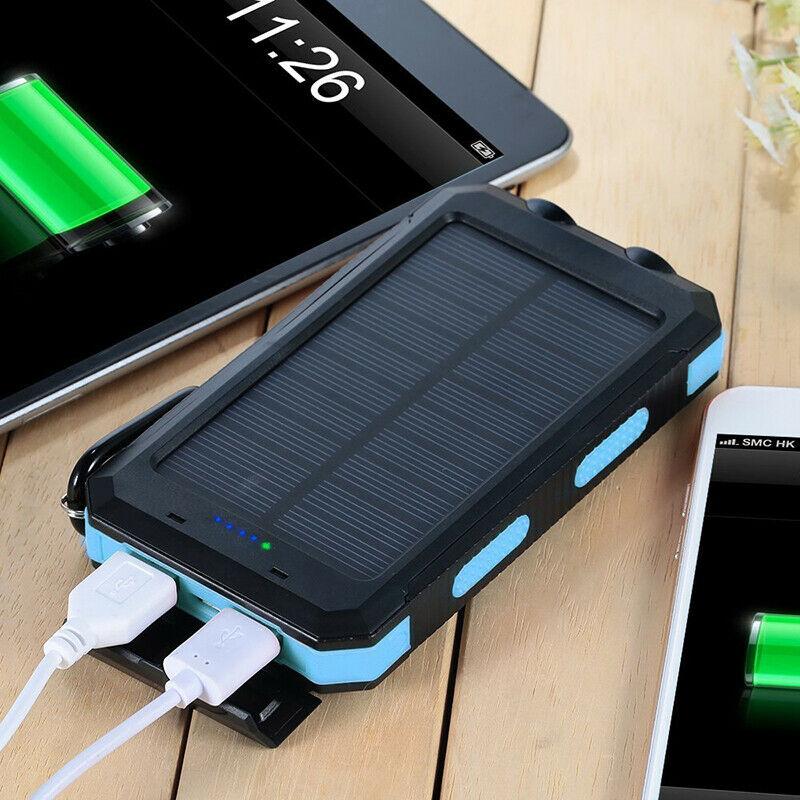 20,000mAh Waterdichte Zonne-energie Powerbank met Dubbele USB-poorten en LED Zaklamp - Beste Draagbare Oplader voor Buitengebruik