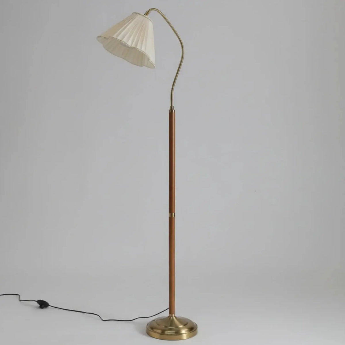 Vintage Bloem Plissé Stof Vloerlamp