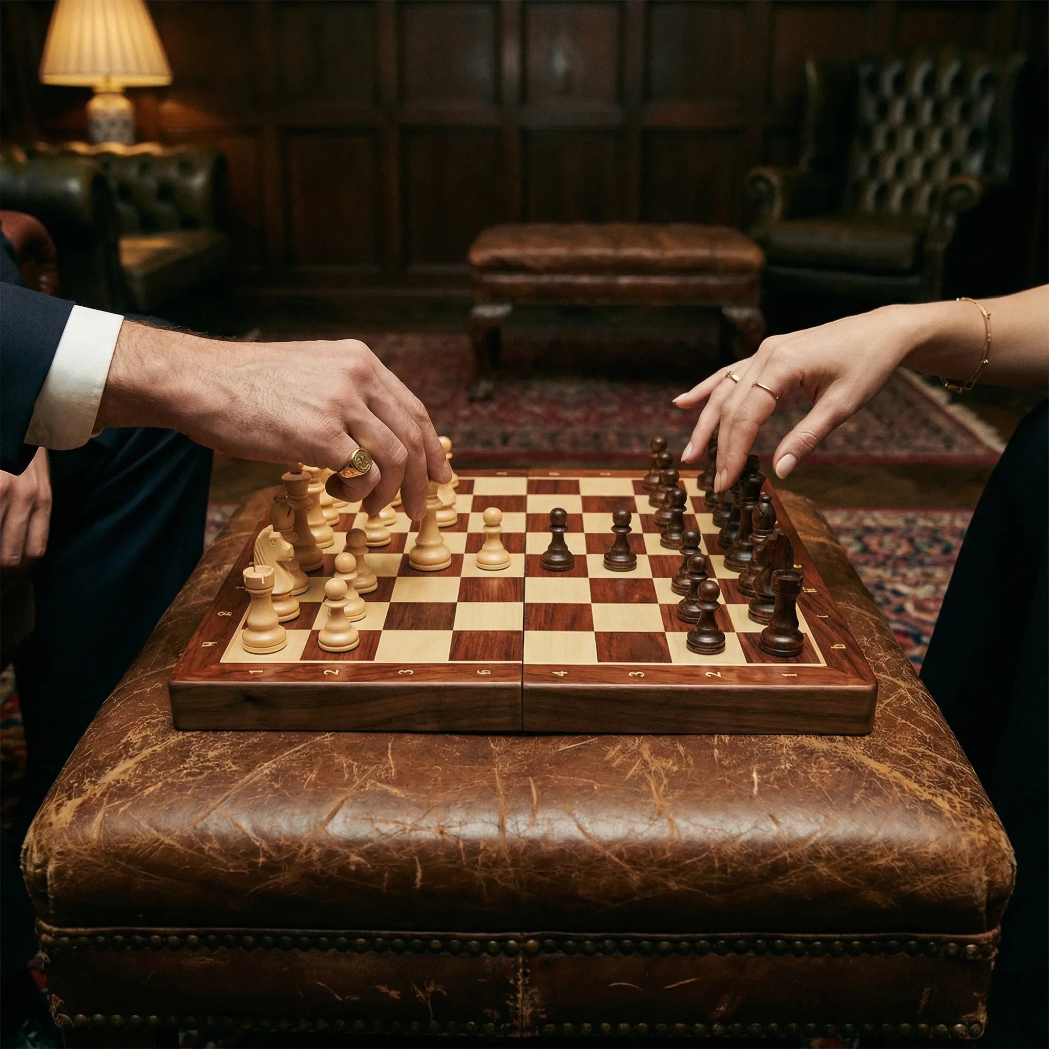 Houten schaakspel | Schaakbord met schaakstukken | opvouwbaar & draagbaar | RoyalBrett
