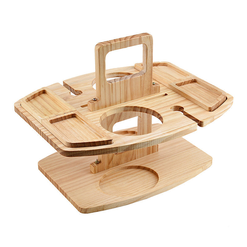 Draagbare Houten Picknicktafel met Ruime Serveerruimte 36x31x26cm