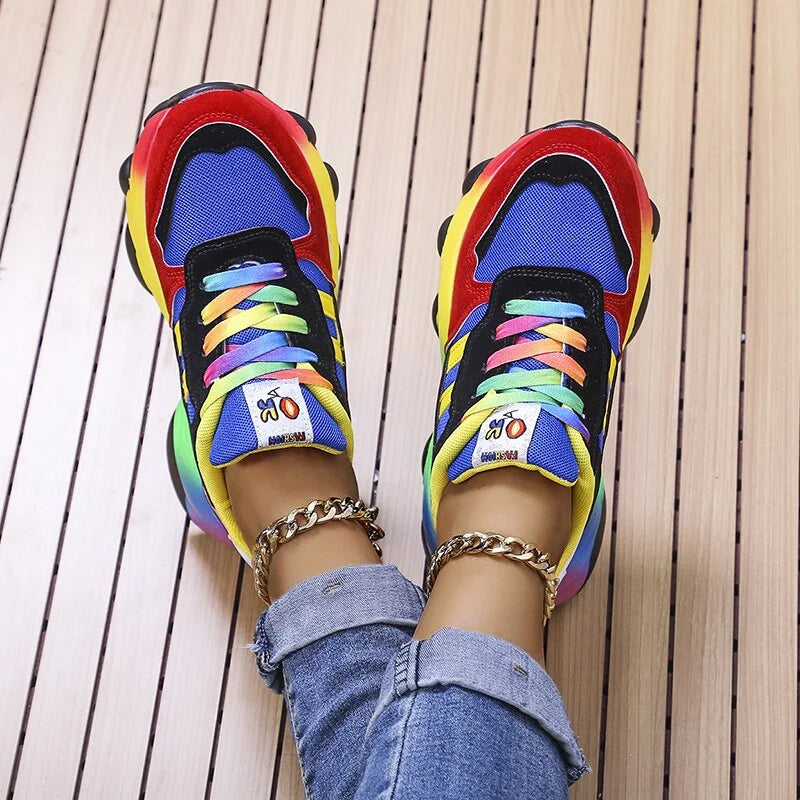Multikleurige Orthopedische Sneakers met Plateau voor Dames – Modern Stijl en Absoluut Comfort