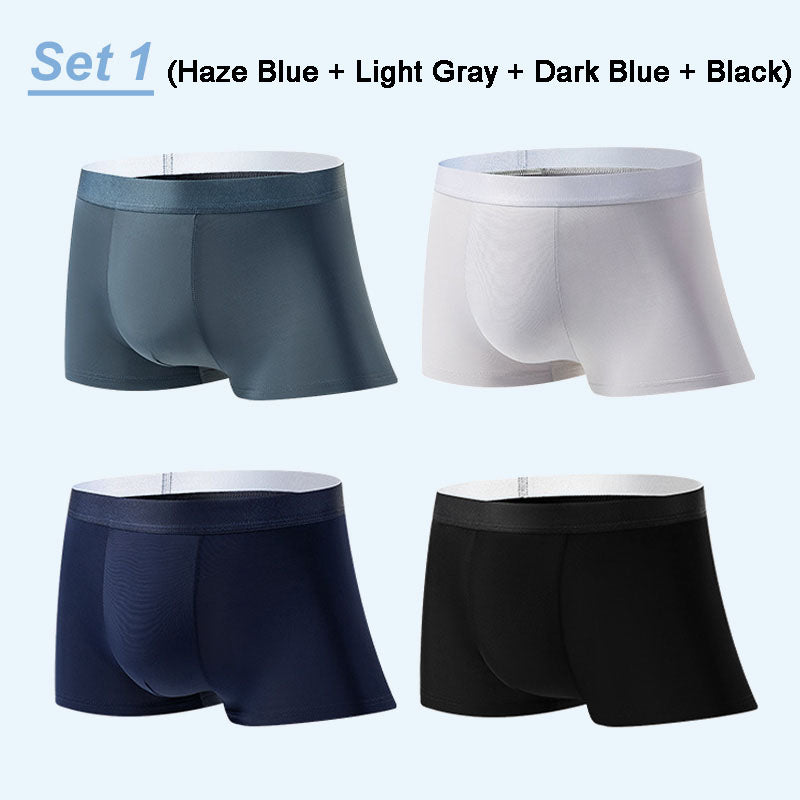 4 Stuks Heren IJs-Satijn Antibacteriële Ademend Boxershorts