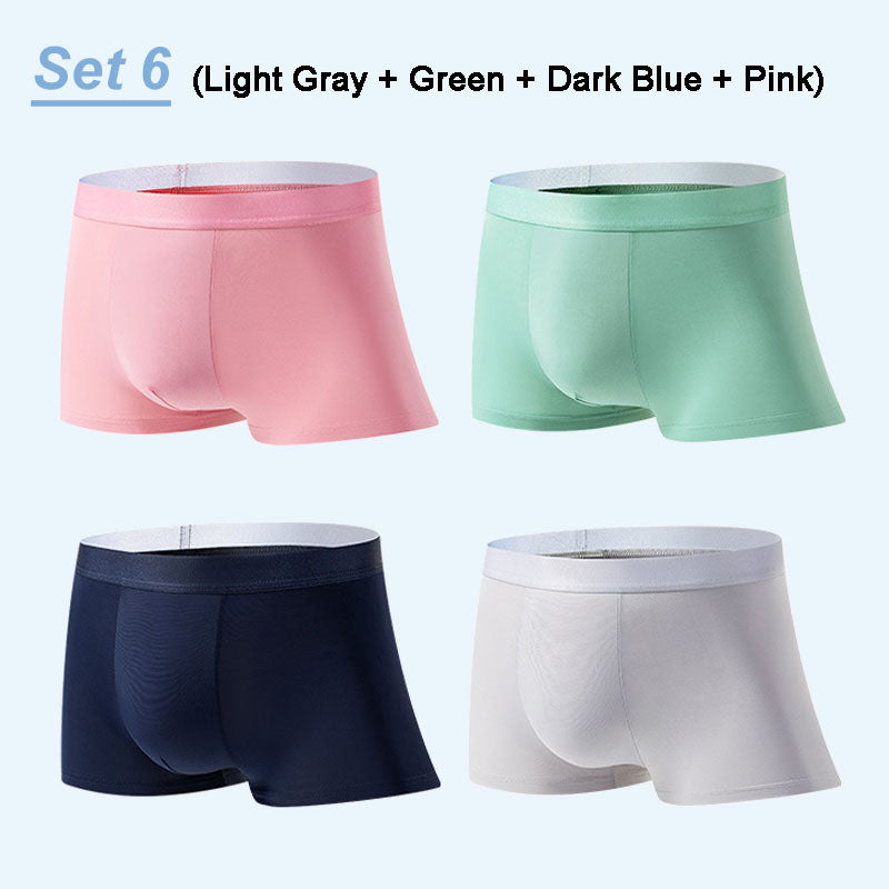4 Stuks Heren IJs-Satijn Antibacteriële Ademend Boxershorts