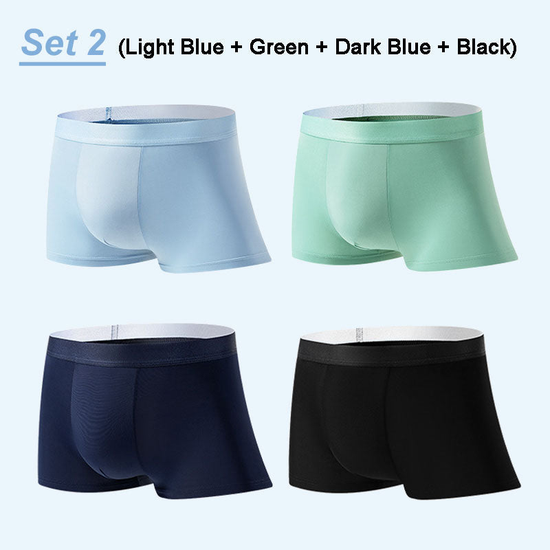 4 Stuks Heren IJs-Satijn Antibacteriële Ademend Boxershorts