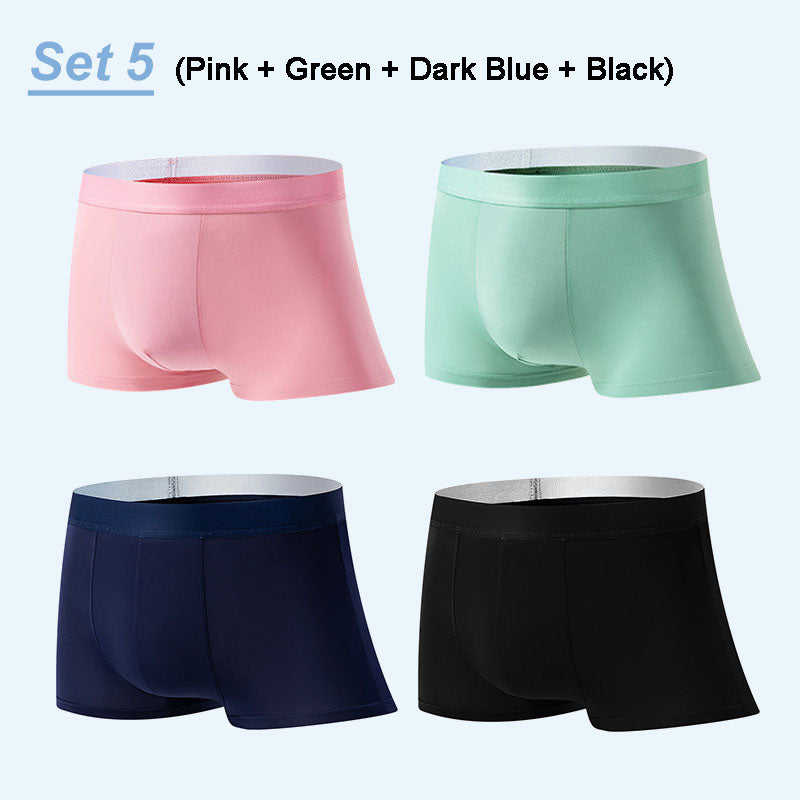 4 Stuks Heren IJs-Satijn Antibacteriële Ademend Boxershorts