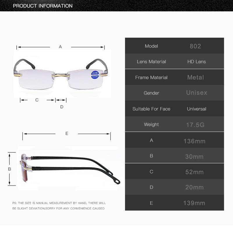Viselio Intelligente Leesbril met Multifocale Glazen | Ultraleicht & Blauwlichtfilter | Voor Dichtbij- & Verafzicht | Titaniumframe TR90