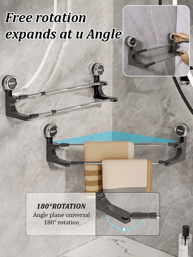 AquaElegance Zuignap Dubbele Handdoekhouder | Moeiteloos stijlvolle handdoekopslag met veilige zuigtechnologie voor een opgeruimd badkamer