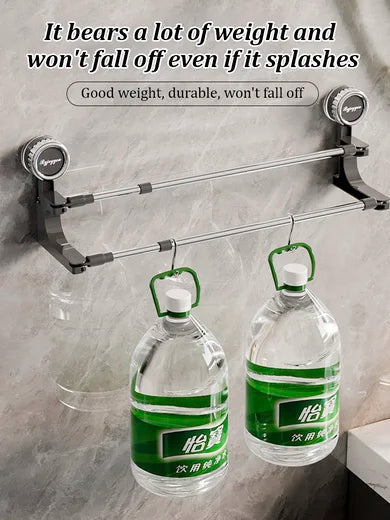 AquaElegance Zuignap Dubbele Handdoekhouder | Moeiteloos stijlvolle handdoekopslag met veilige zuigtechnologie voor een opgeruimd badkamer