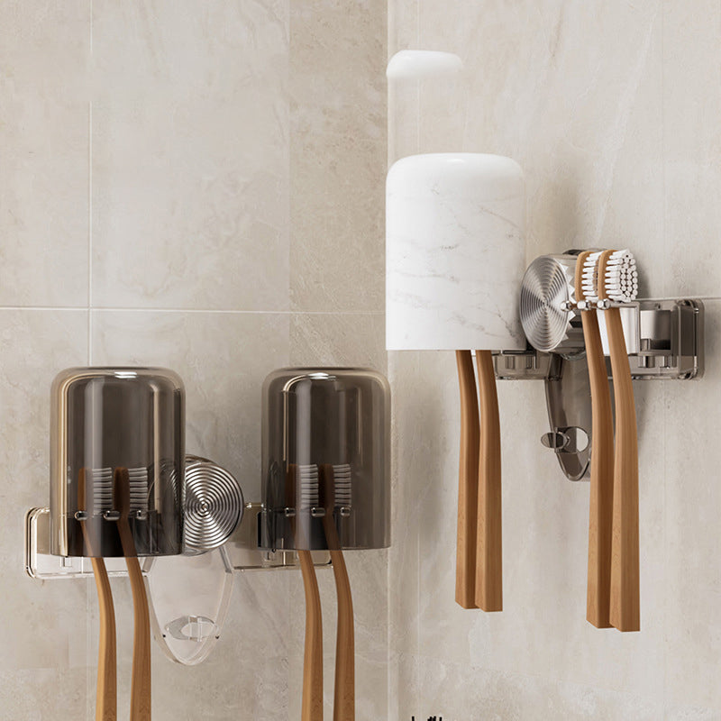 LuxuraCare 4-Slot Tandenborstelrek | Elegant en hygiënisch met sterke vacuümzuiging