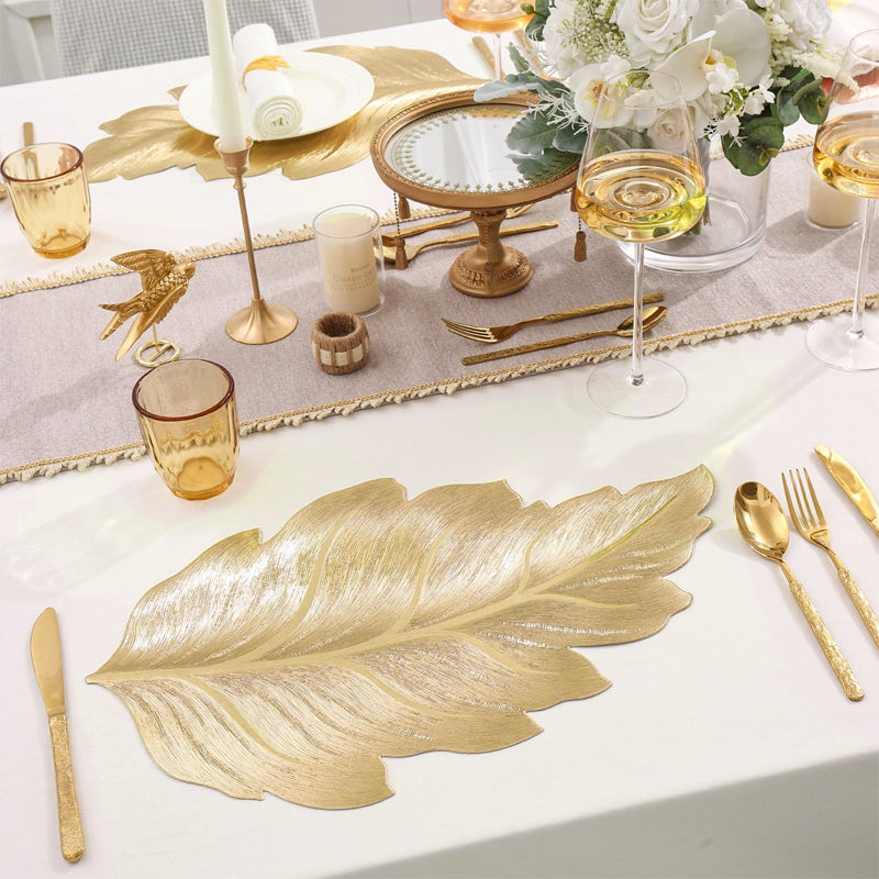 Goudblad Luxe Tafelonderlegger – 3D Elegante Tafelonderlegger van PVC
