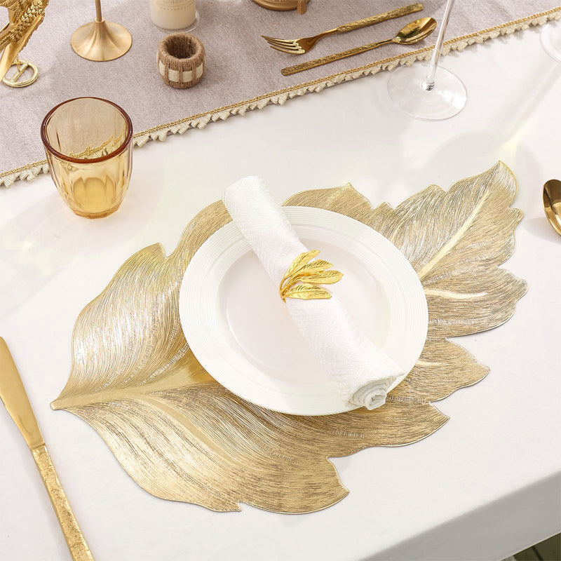 Goudblad Luxe Tafelonderlegger – 3D Elegante Tafelonderlegger van PVC