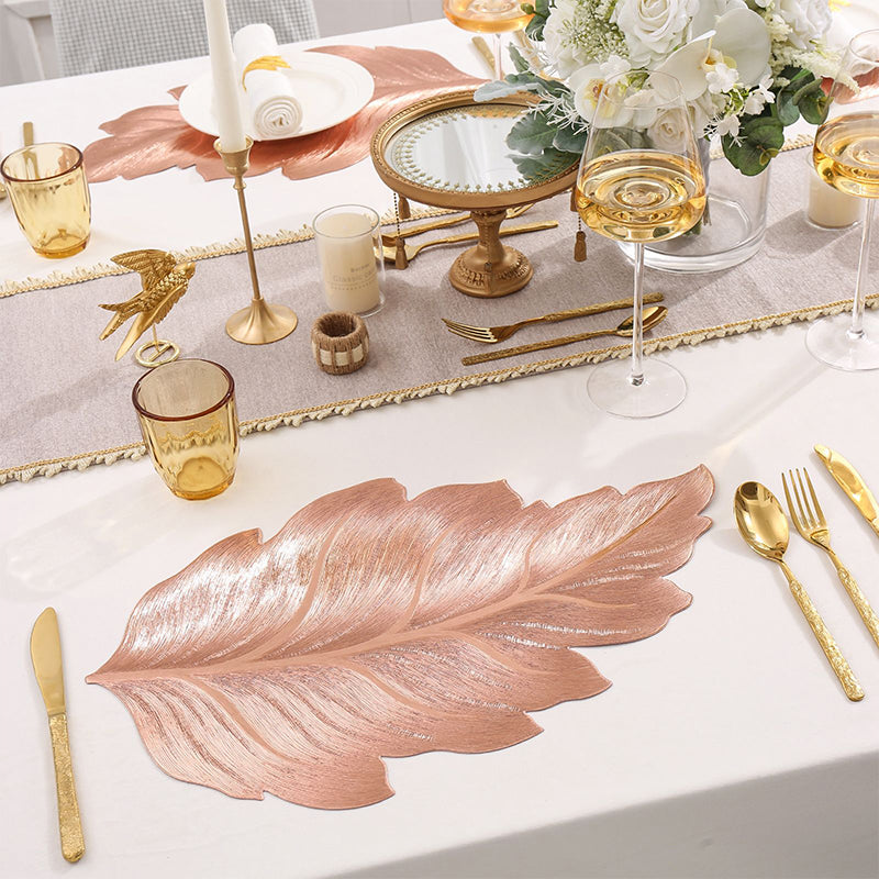 Goudblad Luxe Tafelonderlegger – 3D Elegante Tafelonderlegger van PVC
