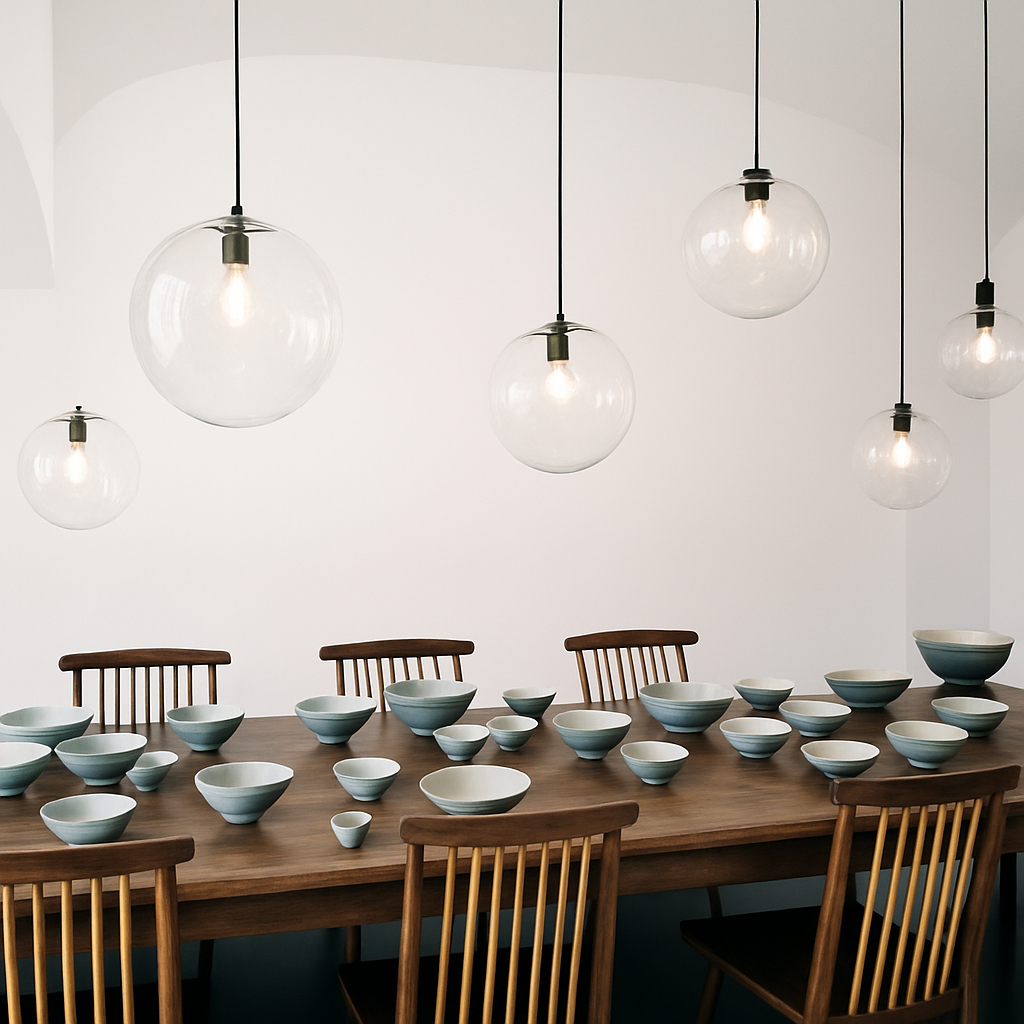 Hanglamp van glas in roségoud of zwart