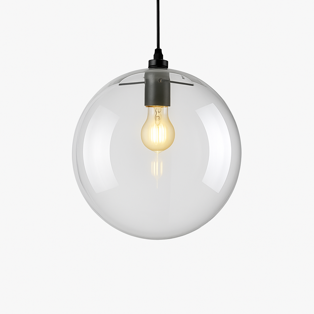 Hanglamp van glas in roségoud of zwart