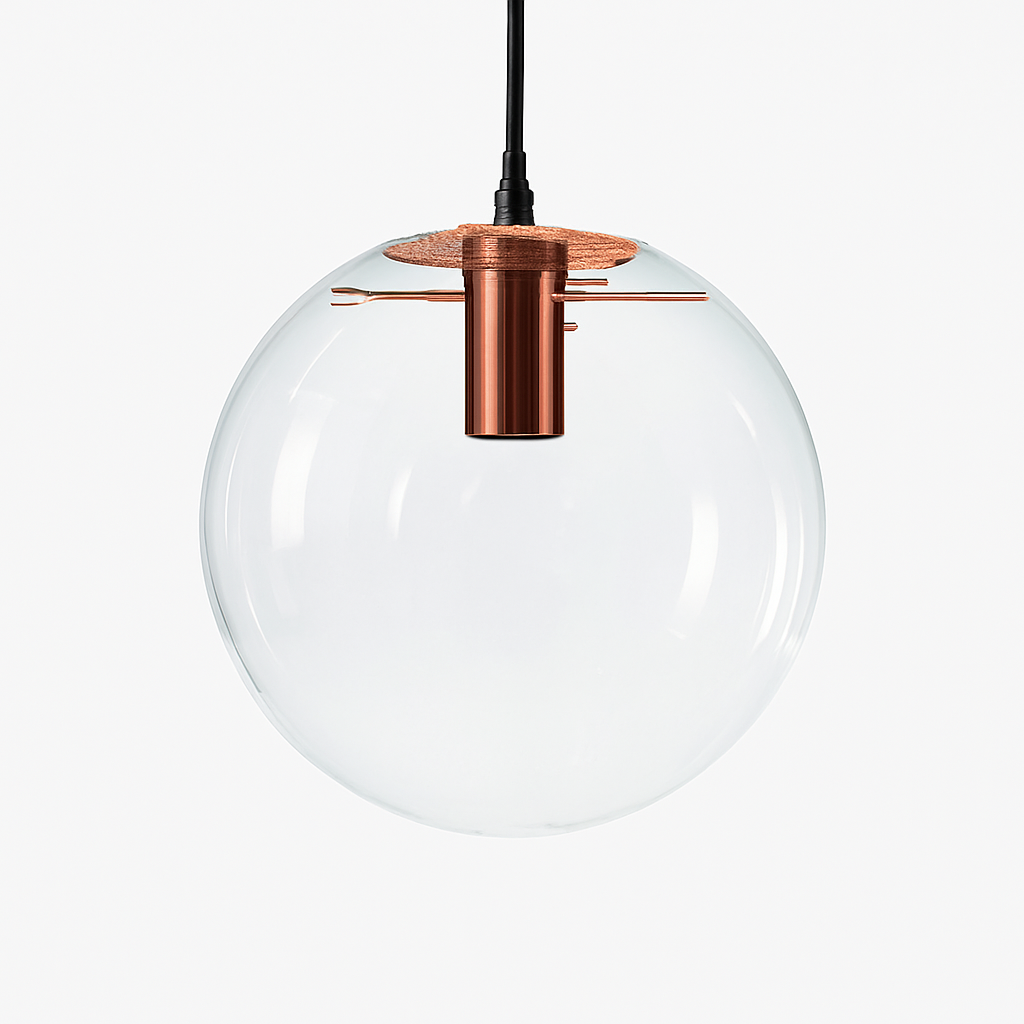Hanglamp van glas in roségoud of zwart