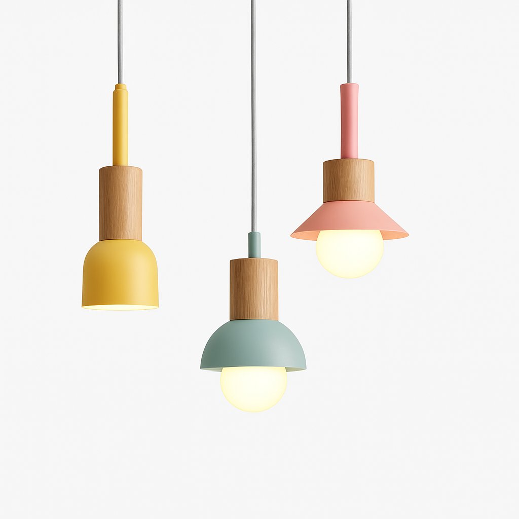 Design-hanglamp van hout en metaal in verschillende vormen Venster