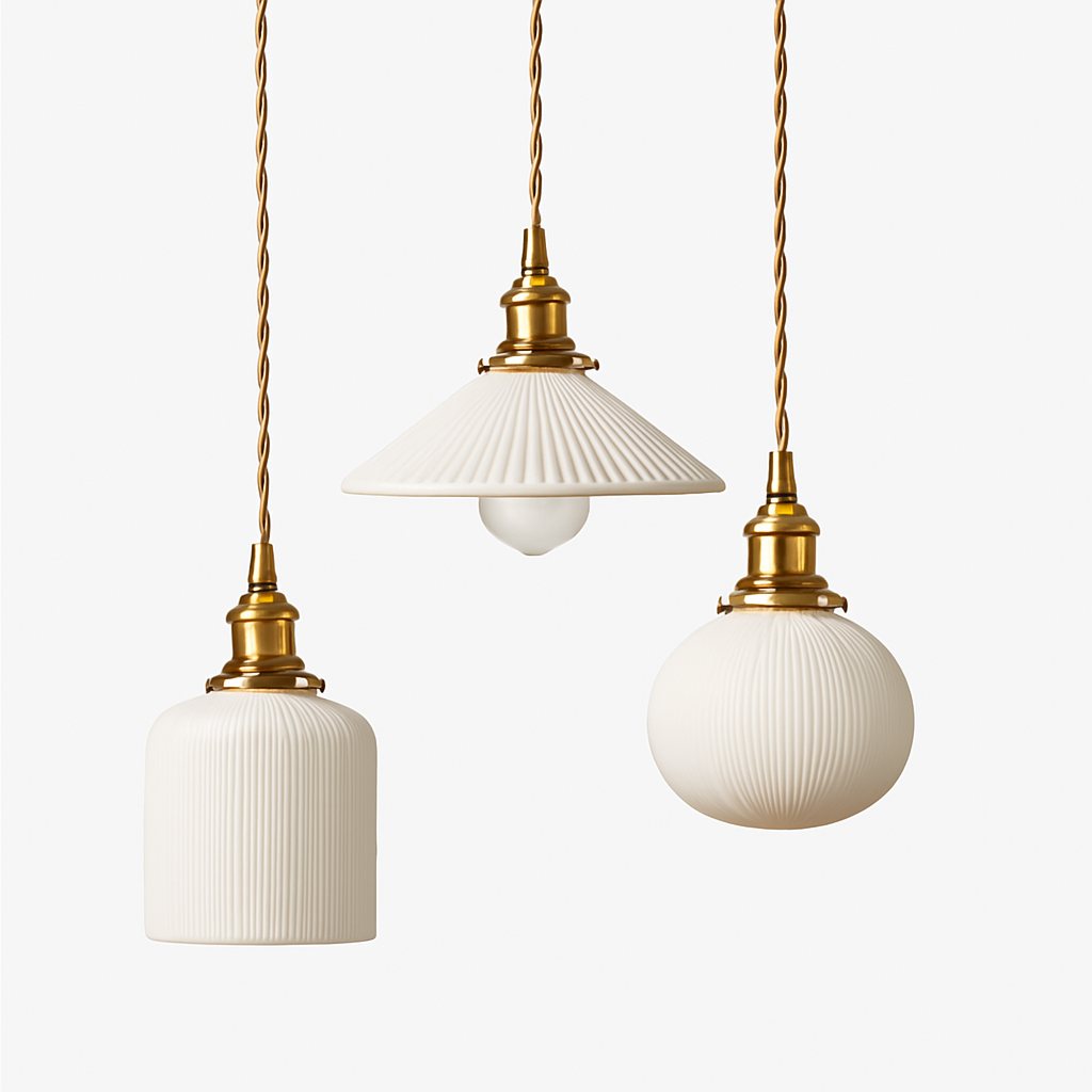 Retro-hanglamp met witte keramische kap Letten
