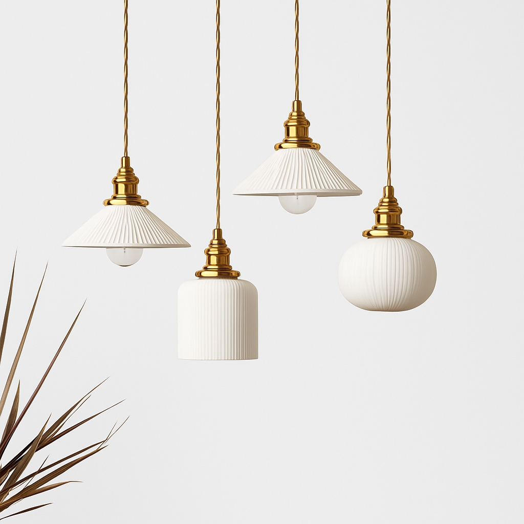 Retro-hanglamp met witte keramische kap Letten