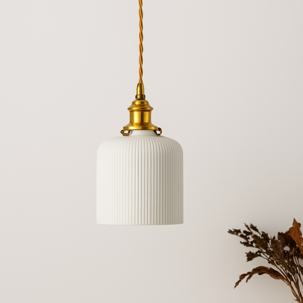 Retro-hanglamp met witte keramische kap Letten