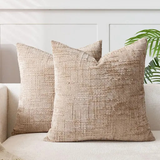 Lucina - Chenille Sierkussen met Bamboe Structuur In Effen Kleur voor Bank en Slaapkamer