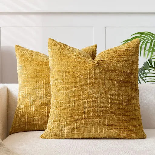 Lucina - Chenille Sierkussen met Bamboe Structuur In Effen Kleur voor Bank en Slaapkamer